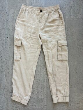 Sanctuary Cargo Jogger Pants Women’s Size 30 Cream Utility Elastic Waist Ankle